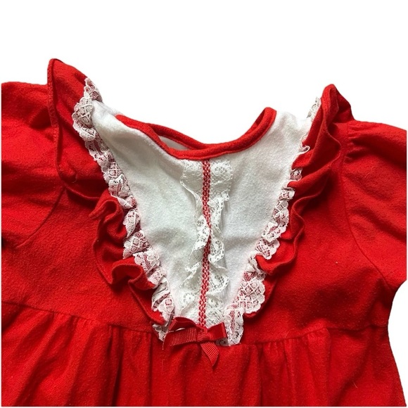 Vintage Alexis Toddler Girl Red Nightgown With White Detail Size 4 - Picture 2 of 3